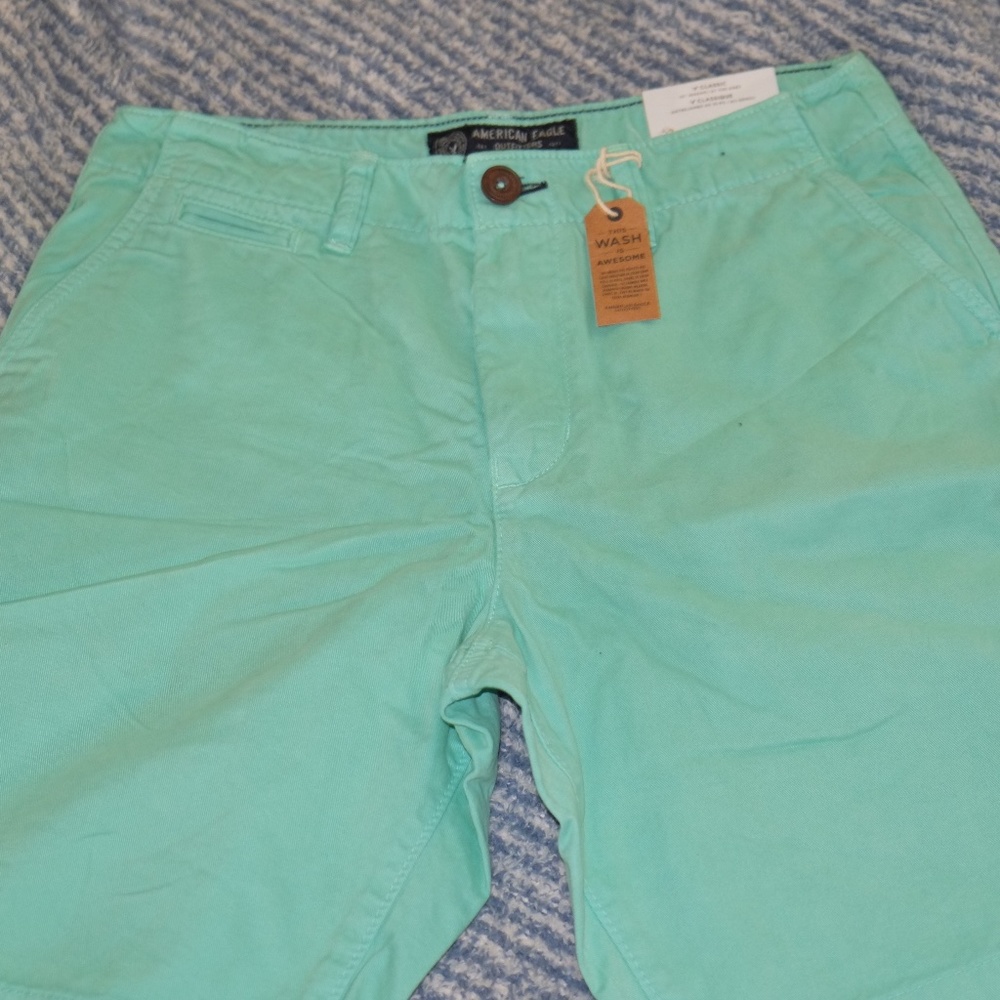 Men's American Eagle shorts, 30w, 10" inseam. Pale green, new with tags
